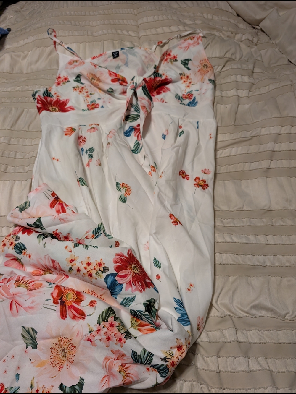SHEIN White Floral Tie-Front Sundress